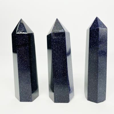 China 2021 Africa Hot Selling Wholesale Quartz Polished Sandstone Blue Tower Crystal Gift Healing Stone Wands for sale