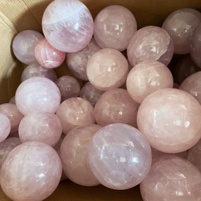 China Wholesale Africa Natural Healing Crystal Pink Rose Quartz Sphere Decorative Balls For Home Decoration for sale