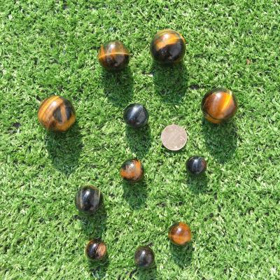 China Wholesale Natural Sphere Crystal Mini Balls Yellow From Europe Chakra Reiki Crystal Tiger Eye Stone Small Size for sale