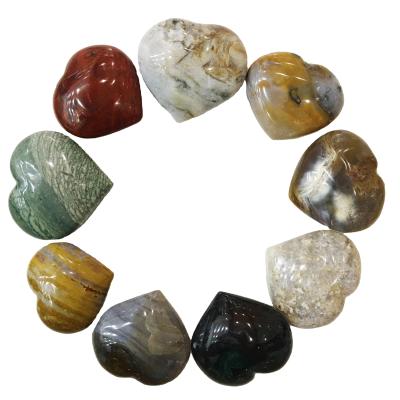 China Wholesale Europe Crystals Healing Stones Hand Carved Ocean Jasper Crystal Quartz Heart For Healing Crafts for sale