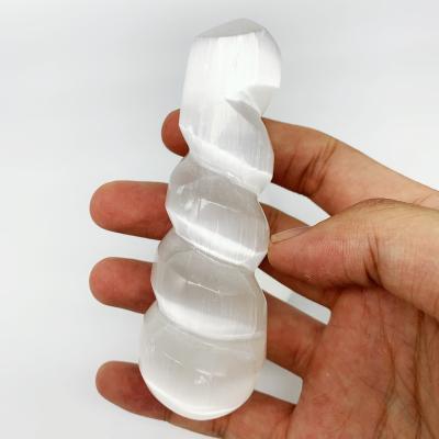 China Wholesale Healing Selenite Love Africa Reiki Massage Spiral Stick For Female Healing for sale