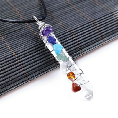 China Romantic Ponit Stone 7 Chakra Healing Crystals Stones Necklace Hexagonal Pendant for sale