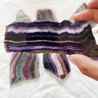 China Europe Natural Raw Stone Slabs Crystal Rough Polished Rainbow Fluorite Slice for sale