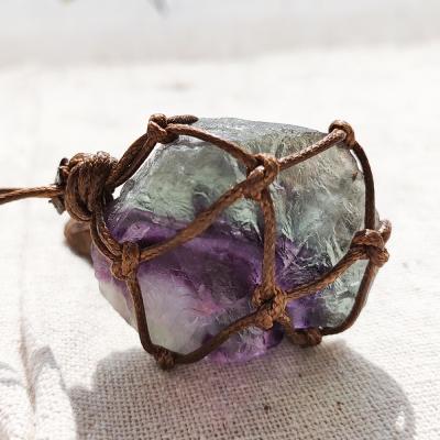 China Crystal Crafts Healing Stones Folk Handmade Wholesale Romantic Opens Fluorite Wrapped Pendant for sale