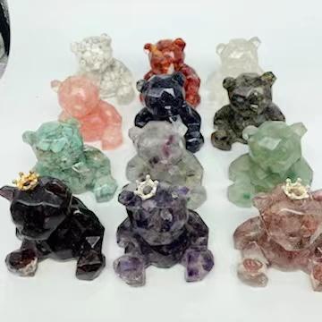 China Africa Healing Crystal Quartz Chips Bear Rose Crystal Quartz Chips Bear Rose Clear Space Quartz People Crafts With Resin for sale