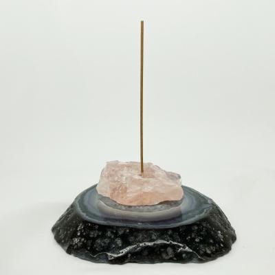 China Wholesale China Fengshui Rough Stone Rose Quartz Rock Crystal Incense Clear Stand For Healing for sale