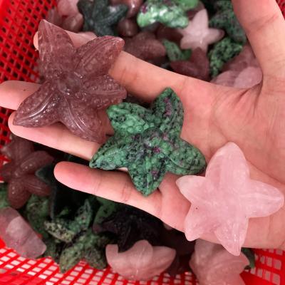 China Wholesale Natural High Quality Africa Starfish Crystal Red Quartz Zoisite Mounted Quartz Strawberry Quartz Starfish For Gift for sale