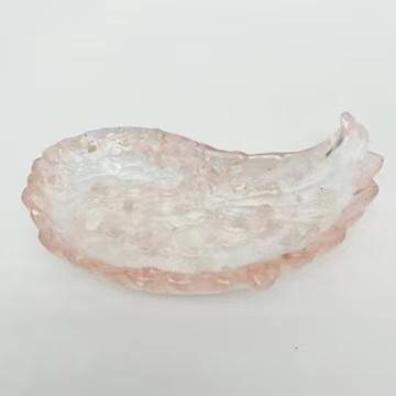 China Wholesale Africa Healing Crystal Chips Angel Wings Dish Crystal Plate For Gift Home Decoration for sale