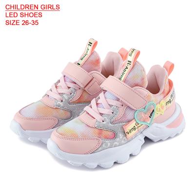 China Fashion Breathable Kids Shoes Girls Heart Shape Party Shoes Usb Sports Sneakers For Girls for sale