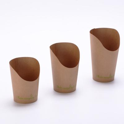 China Fast Food Wrapping Paper Disposable Biodegradable Chip French Fry Scoop Paper Cup for sale