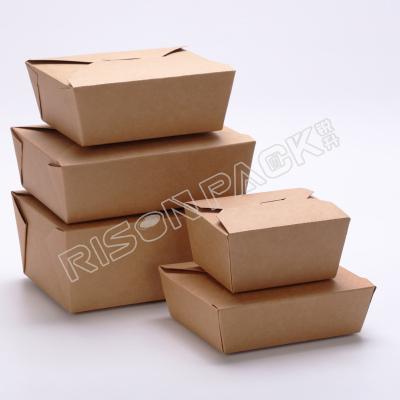 China Disposable Custom Food Take Away Food Grade Brown Kraft Paper Lunch Box for sale