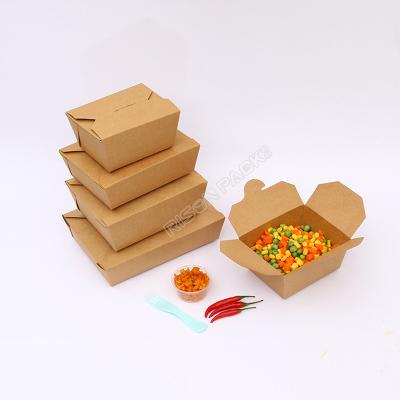 China Disposable Custom Food Take Away Food Grade Brown Kraft Paper Lunch Box for sale