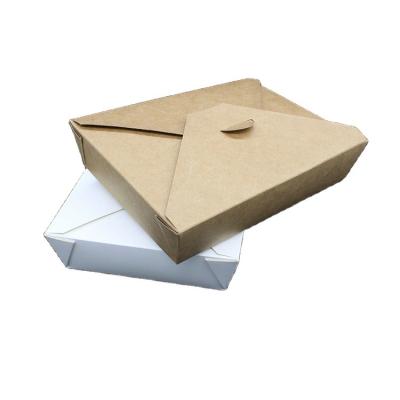 China Disposable Biodegradable Disposable Take Away Brown Lunch Paper Box Food Folding Wrapping Paper for sale