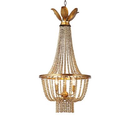 China Unique UI Art Modern American Hot Sales Vintage Chandeliers with Wooden Beads Decorated Pendant Lights for sale