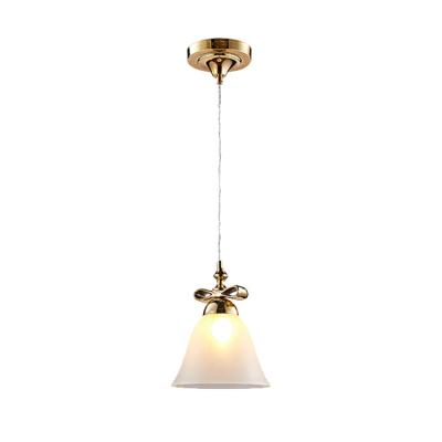 China New Style Nordic Creativity Design Christmas Bell Shape Hanging White Gold Frosted Glass Ceiling Pendant Light For Dining Room for sale