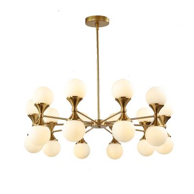 China Modern Nordic Home/Hotel/Dining Room/Bedroom 2022 New Style Ball Shaped Iron Pendant Lamp With Brass Finish And Glass Decor Hotel Lobby Decor Villa Project Home for sale