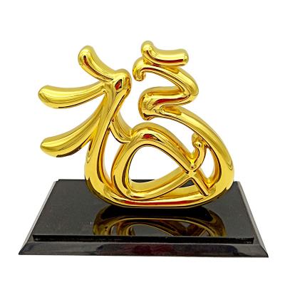 China China Gift sculpture with transparent glass cover 3D metal trophy Customized Omen gift decoration crafts for sale