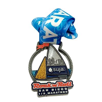 China China Custom Design Your Own Blank Zinc Alloy 3d Gold Medal Award Marathon Running Metal Medal Sailing medal for sale