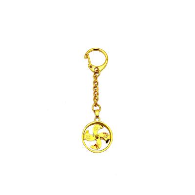 China Metal Buy religious Hong Kong Che Kung Temple lucky key chain necklace jewelry gold leaf windmill key chain wholesale for sale