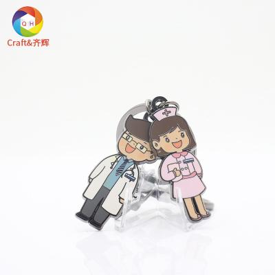 China Metal Lovely enamel metal key chain male doctor key chain jewelry gift Heart doctor female nurse medical custom key chain for sale