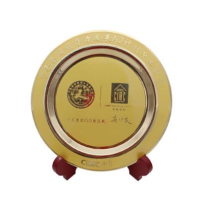 China China collectibles brass Gilded Memorial Plate Wholesale Corrosion process  vintage Metal commemorative  Plate for sale