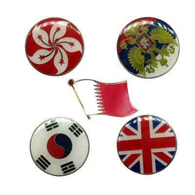 China China High-quality brass etched metal paint Epoxy flag badge  sports event metal pin badge customization for sale