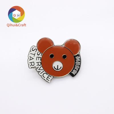 China Europe High quality custom baked paint craft enamel needle Badge Medallion magnet buckle polygonal bear logo badge souvenir for sale