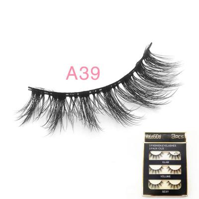 China Saiyii Natural Three Pairs Reusable Thick False Eyelashes Logo Fake Eyelashes With Label Professional Soft Synthetic Natural Custom for sale