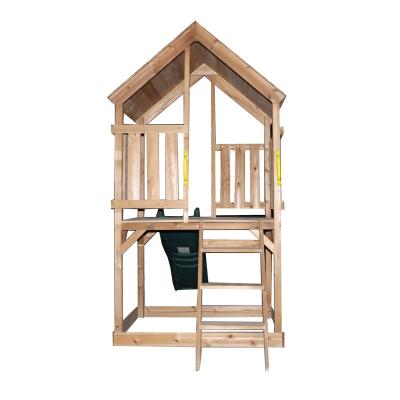 China Easily Assembled Toy House Outdoor Wooden Playhouse 2 Storey Cubby House With Slide for sale