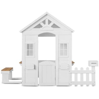 China New Design Mushroom Playhouse Outdoor Kids Playhouse Easily Assembled Wooden Playhouse with Stool and Mailbox for sale