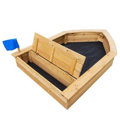 China Ourdoor Toys Boat Outdoor Wooden Main Sandbox Outdoor Play Set Sandbox For Kids for sale