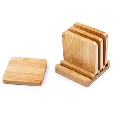 China 4pcs Sustainable Bamboo Coaster Set With Backing Mats And Pads Food Safe Place Carbonized Sustainable for sale