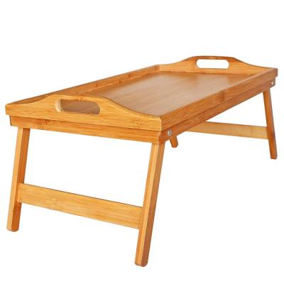 China Eco-friendly Bed Serving Tray With Folding Legs Portable Bamboo Table Laptop Tray With Carry Handles for sale