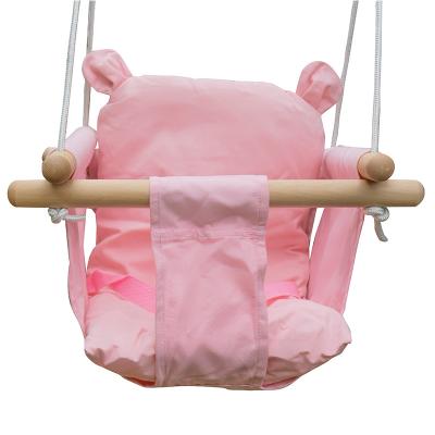 China Ourdoor Toys 2022 New Outdoor Canvas Wooden Seat Toddler Hanging Swing Set Indoor Baby Play Swing for sale