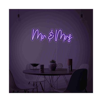 China Hotel 2021 Fashion Design Mr&Mrs Font Shape Custom Creative Neon Hotel Home Advertising LED Neon Sign for sale