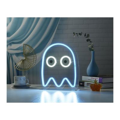 China USB LED Hotel Factory Pac Man Ghost Office LED Neon Cable DIY Party Chinese Open Neon Sign LED Neon Sign for sale