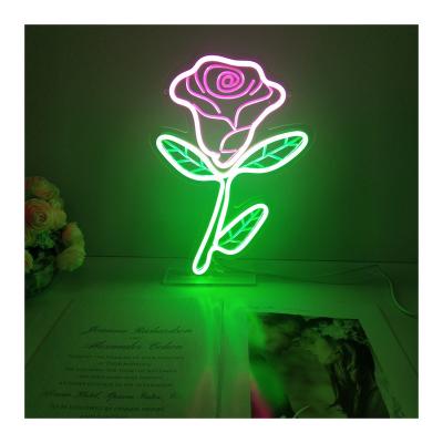 China Hotel OEM Factory USB LED Flex DIY Party Baby Neon Sign Neon Sign Party Rose Flower Desk LED Neon Sign Oh for sale