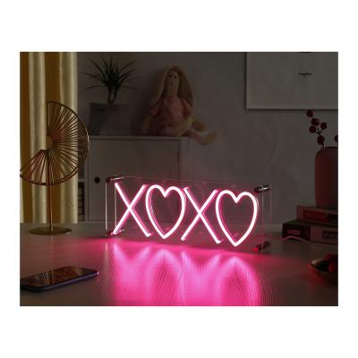 China Hotel In Stock USB Cable DIY LED Party Neon Signs For Bedroom Neon Lights Decoration XOXO Office LED Neon Sign for sale