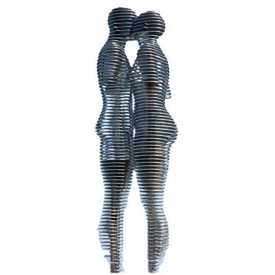 China Large China OEM/ODM Artwork Kiss Couple Sculpture Custom Creative Abstract Stainless Steel Outdoor Sculpture for sale