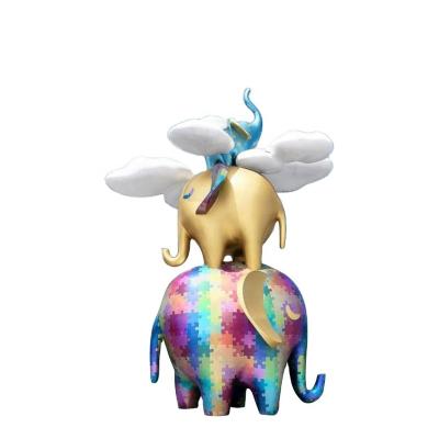 China Hot Selling Decorative Elephant Art Resin China Outdoor Park Sculpture Color Baby Sculpture for sale