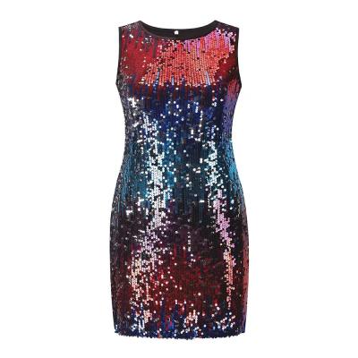 China washable J&Y FASHION 2022 new spring/summer border sleeveless beaded sequins dress women dress dresses for sale