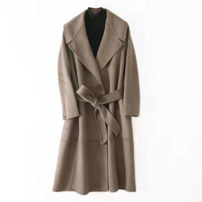 China Wholesale Anti-wrinkle ladies cashmere coat 2021 long elegant turn down collar woolen coat with belt winter coat warm women for sale