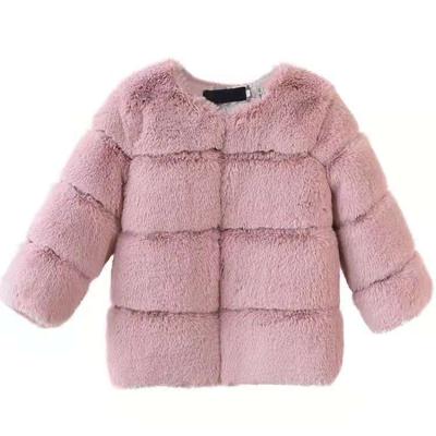 China 2021 New Autumn And Winter Kids Fashion Girl's Faux Fur Coat Jacket O-neck Faux Fur Coat Breathable Colorful Children for sale