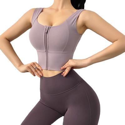 China New QUICK DRY Front Zipper Yoga Sports Underwear Women Running Yoga Vest Fitness Shockproof Bra for sale