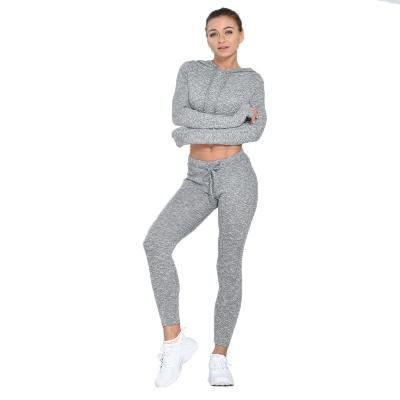 China Hot sale QUICK DRY fitness fitness hot sexy umbilical suit two-piece female sports quick-drying slimming yoga training suit for sale