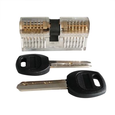 China Locksmith Practice Clear Plastic European Lock Cylinder Transparent Computer Key for sale