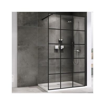 China Modern Luxury Black Framed Walk In Shower Screen Tempered Glass Bathroom Shower Door for sale