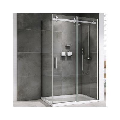 China Modern Double Square Frameless Sliding Door Square Bathroom Tempered Glass Shower Door for sale