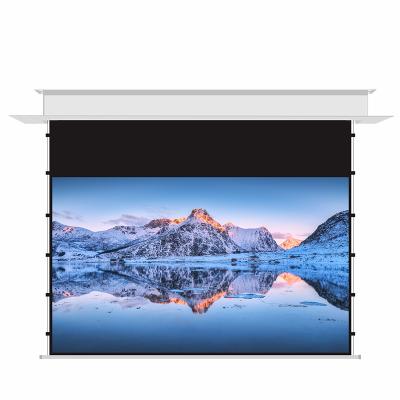 China XG07 110 inch electric ALR ULT hidden in ceiling motorized tag voltage projection screens, 4k hd projector screen projection for sale