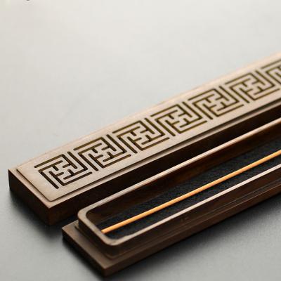 China Censer for Stick Private Label Style Wooden Classic Premium Incense Box Bakhoor Copper Incense Holder for Sticks for sale